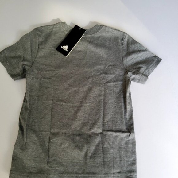 adidas Boys' Short Sleeve Cotton Jersey Logo T-Shirt Tee, Charcoal Grey Multi Ca - Picture 6 of 6